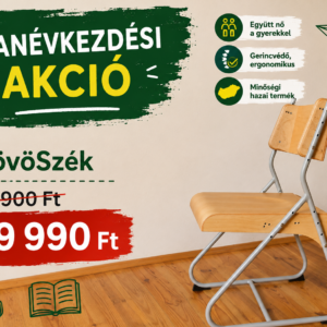 NÖVŐSZÉK Állítható magasságú gyerek szék, iskolai szék, állítható és dönthető háttámlával. Gerincvédő, ergonomikus.