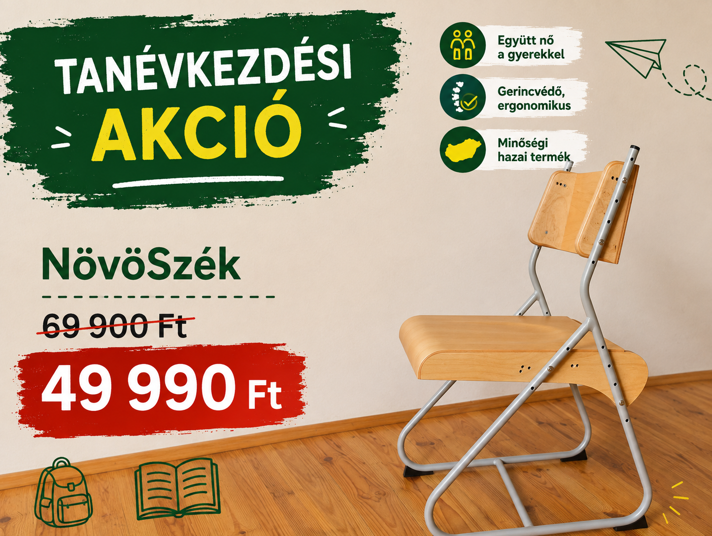 Mechanikusan állítható,  fémvázas  szék