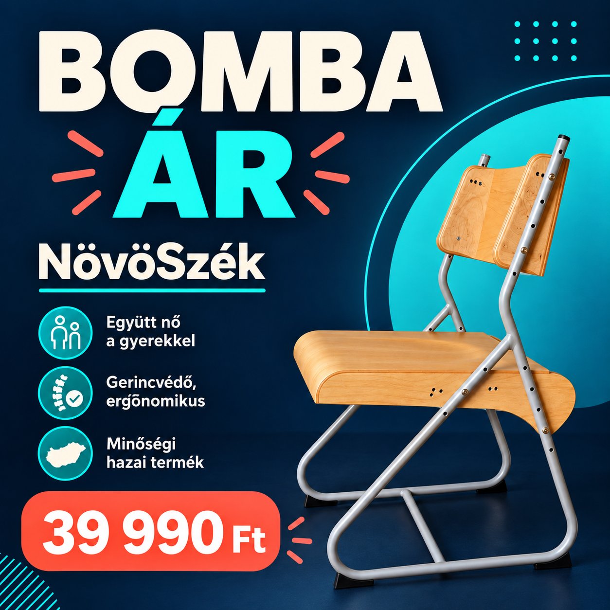 Mechanikusan állítható,  fémvázas  szék